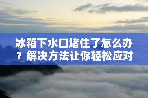 冰箱下水口堵住了怎么办?解决方法让你轻松应对! 冰箱下水口堵住了怎么办?解决方法让你轻松应对!