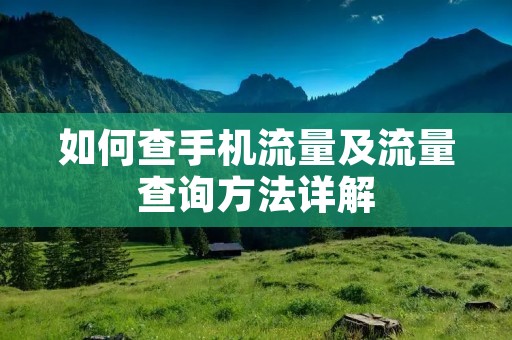 如何查手机流量及流量查询方法详解