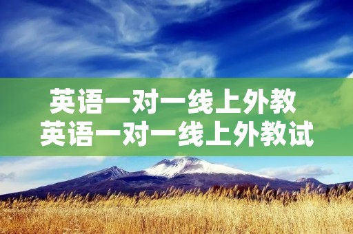 英语一对一线上外教 英语一对一线上外教试课