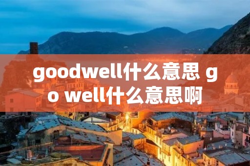 goodwell什么意思 go well什么意思啊