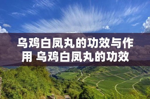乌鸡白凤丸的功效与作用 乌鸡白凤丸的功效与作用能祛斑吗