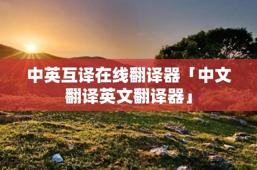中英互译在线翻译器「中文翻译英文翻译器」