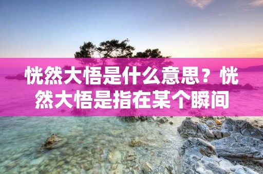 恍然大悟是什么意思？恍然大悟是指在某个瞬间突然领悟到某个问题或事物的本质或真相，从而产生一种豁然开朗的感觉。这个词语通常用来形容人在思考、学习或体验中突然明白了某个难题或深入的道理，使得原本困惑或迷茫的心情得到了解决或释然。