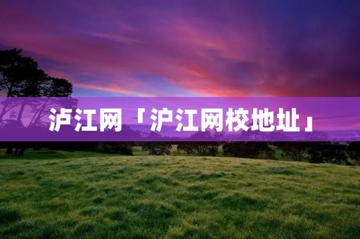 泸江网「沪江网校地址」 泸江网「沪江网校地址」