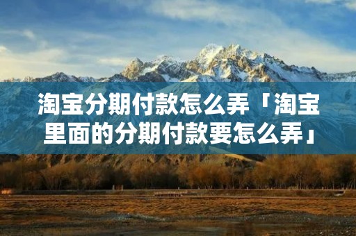 淘宝分期付款怎么弄「淘宝里面的分期付款要怎么弄」