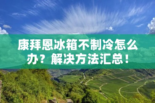 康拜恩冰箱不制冷怎么办？解决方法汇总！