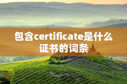 包含certificate是什么证书的词条 包含certificate是什么证书的词条
