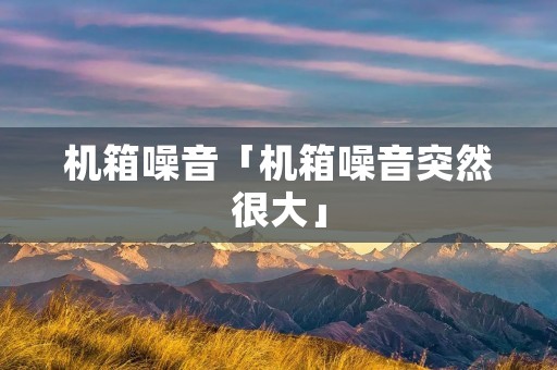 机箱噪音「机箱噪音突然很大」 机箱噪音「机箱噪音突然很大」