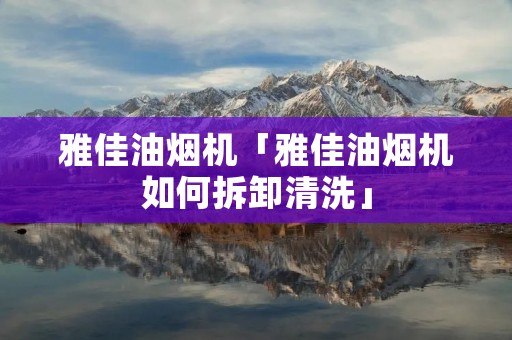 雅佳油烟机「雅佳油烟机如何拆卸清洗」