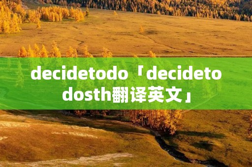 decidetodo「decidetodosth翻译英文」