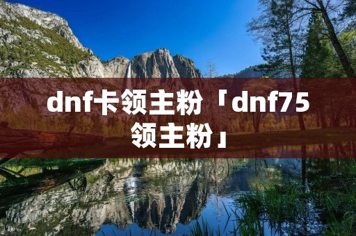 dnf卡领主粉「dnf75领主粉」