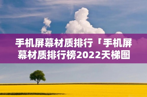 手机屏幕材质排行「手机屏幕材质排行榜2022天梯图」