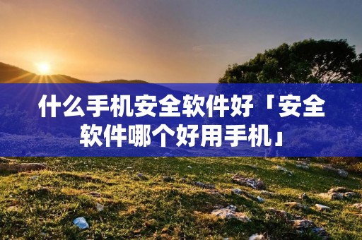 什么手机安全软件好「安全软件哪个好用手机」