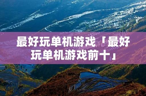 最好玩单机游戏「最好玩单机游戏前十」 最好玩单机游戏「最好玩单机游戏前十」