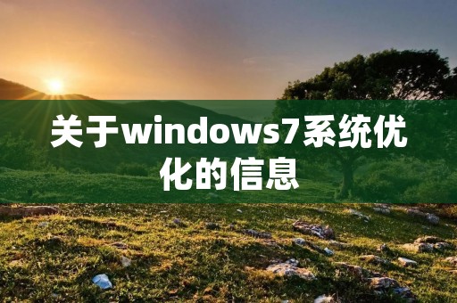 关于windows7系统优化的信息