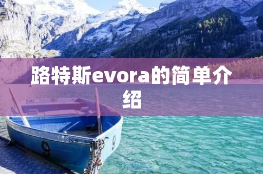 路特斯evora的简单介绍 路特斯evora的简单介绍