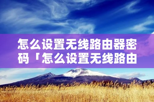 怎么设置无线路由器密码「怎么设置无线路由器密码登录」