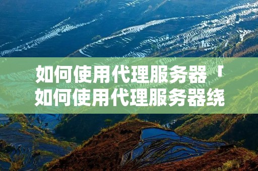 如何使用代理服务器「如何使用代理服务器绕过防火墙」