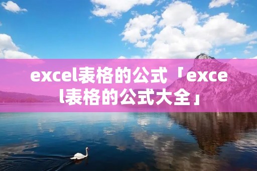 excel表格的公式「excel表格的公式大全」