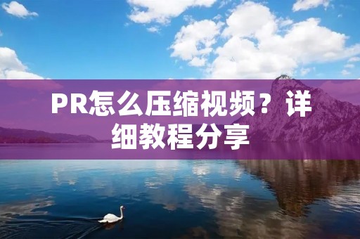 PR怎么压缩视频？详细教程分享