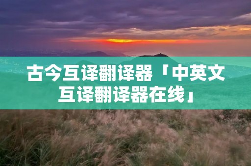 古今互译翻译器「中英文互译翻译器在线」