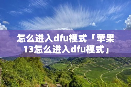 怎么进入dfu模式「苹果13怎么进入dfu模式」