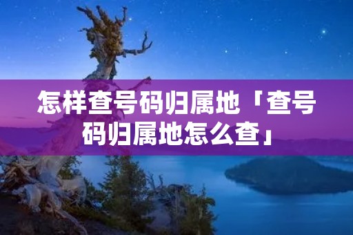 怎样查号码归属地「查号码归属地怎么查」