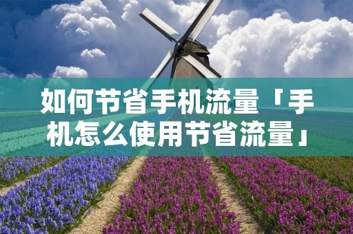 如何节省手机流量「手机怎么使用节省流量」 如何节省手机流量「手机怎么使用节省流量」