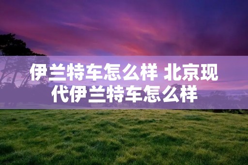 伊兰特车怎么样 北京现代伊兰特车怎么样 伊兰特车怎么样 北京现代伊兰特车怎么样