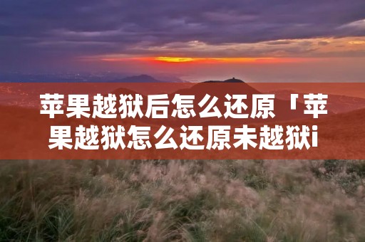 苹果越狱后怎么还原「苹果越狱怎么还原未越狱ios13」 苹果越狱后怎么还原「苹果越狱怎么还原未越狱ios13」