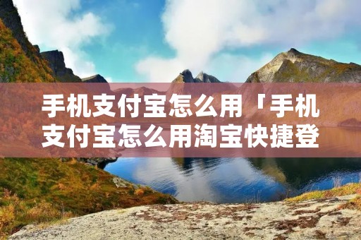 手机支付宝怎么用「手机支付宝怎么用淘宝快捷登录」