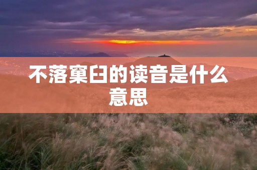 不落窠臼的读音是什么意思