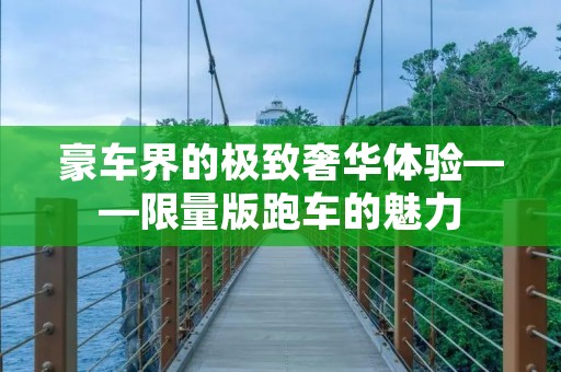 豪车界的极致奢华体验——**版跑车的魅力 豪车界的极致奢华体验——**版跑车的魅力