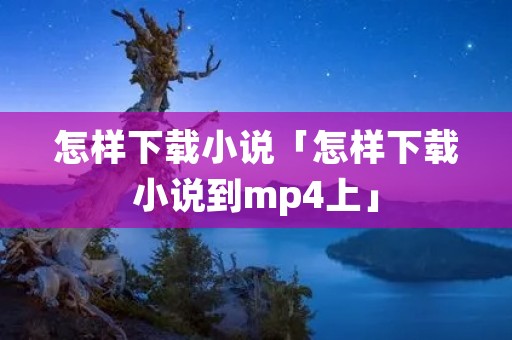 怎样下载小说「怎样下载小说到mp4上」