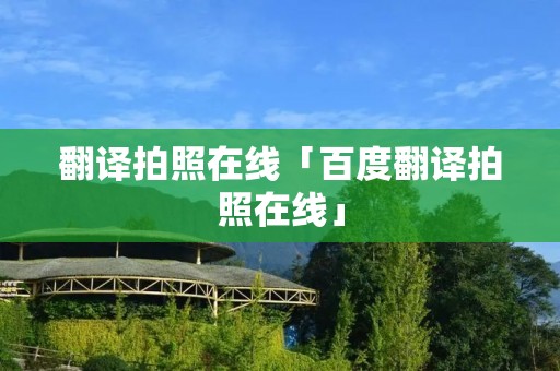翻译拍照在线「百度翻译拍照在线」