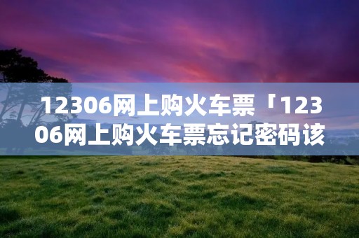 12306网上购火车票「12306网上购火车票忘记密码该怎么办?」