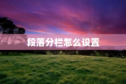 段落分栏怎么设置