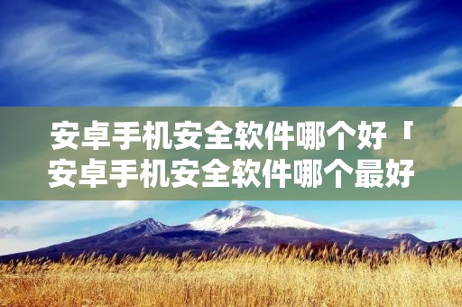 安卓手机安全软件哪个好「安卓手机安全软件哪个最好」 安卓手机安全软件哪个好「安卓手机安全软件哪个最好」