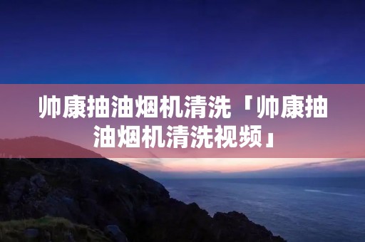 帅康抽油烟机清洗「帅康抽油烟机清洗视频」