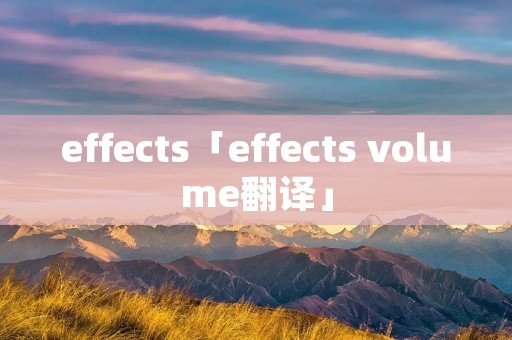 effects「effects volume翻译」