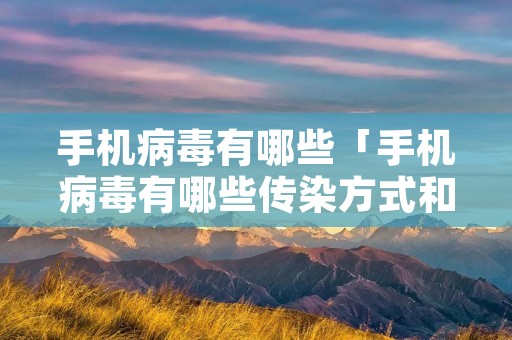 手机病毒有哪些「手机病毒有哪些传染方式和攻击方式」