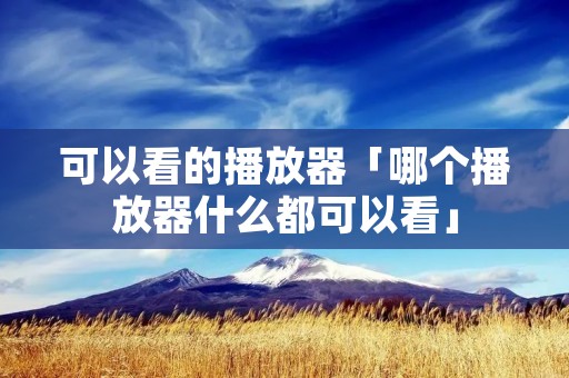 可以看的播放器「哪个播放器什么都可以看」