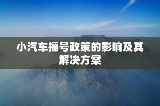 小汽车摇号政策的影响及其解决方案 小汽车摇号政策的影响及其解决方案