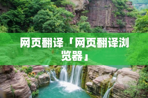 网页翻译「网页翻译浏览器」