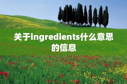 关于ingredients什么意思的信息