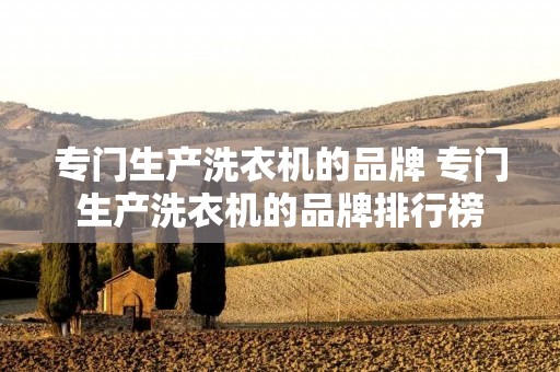 专门生产洗衣机的品牌 专门生产洗衣机的品牌排行榜