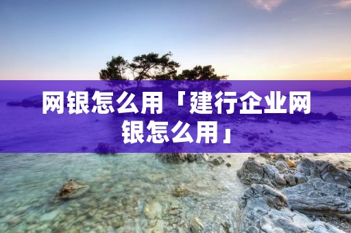 网银怎么用「建行企业网银怎么用」 网银怎么用「建行企业网银怎么用」