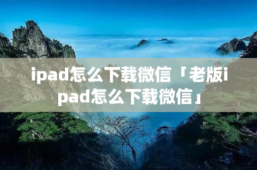 ipad怎么下载微信「老版ipad怎么下载微信」 ipad怎么下载微信「老版ipad怎么下载微信」