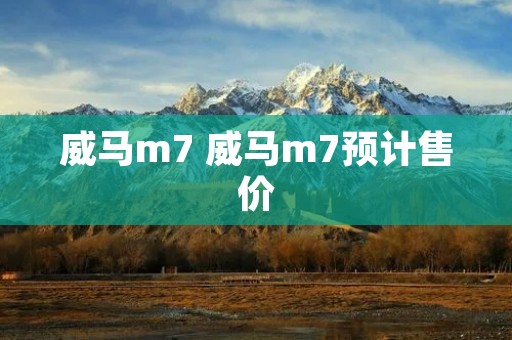 威马m7 威马m7预计售价