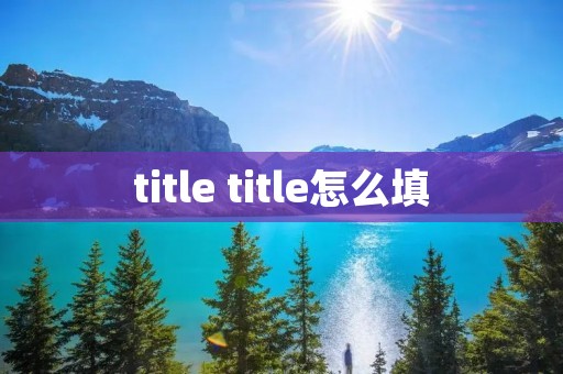 title title怎么填